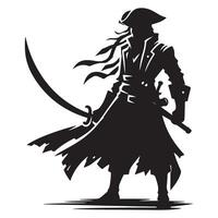 Dynamic Pirate Silhouette Art of a Swashbuckler with Sword vector