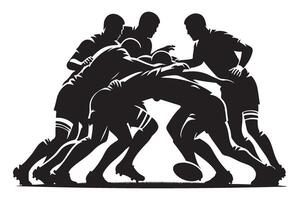 Rugby Scrum Illustration Intense Teamwork and Silhouette in Sport vector