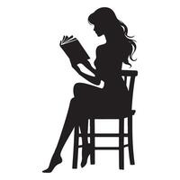 Silhouette Art of Woman Reading in Chair Illustration vector