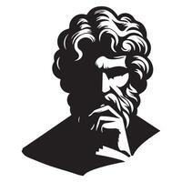 Pensive Ancient Thinker Silhouette Art for Creative Design Work vector