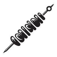 Stylized Black and White Silhouette Food Skewer Graphic vector