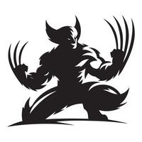Wolverine Silhouette Illustration Fierce Mutant Hero with Claws Extended vector
