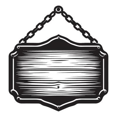 Vintage Wooden Signboard Silhouette for Rustic Design Projects