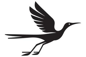 Roadrunner Silhouette Illustration Speeding Across Desert with Distinctive Crest vector