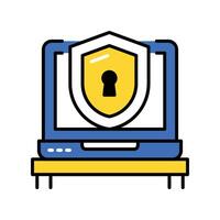 Laptop Security filled outline icon. EPS 10 file vector