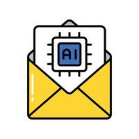 Artifcial Intelligence Mail filled outline icon. EPS 10 file vector