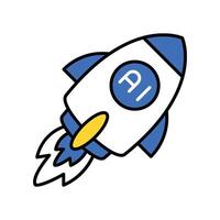 Ai Rocket filled outline icon. EPS 10 file vector