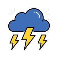 Thunder filled outline icon. EPS 10 file vector
