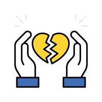 Broken Heart filled outline icon. EPS 10 file vector
