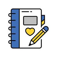 Notebook filled outline icon. EPS 10 file vector