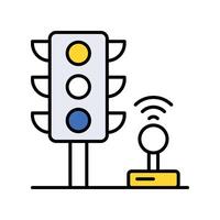 Smart traffic light filled outline icon. EPS 10 file. vector