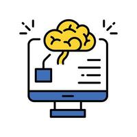 Brain computer interfaces filled outline icon. EPS 10 file vector