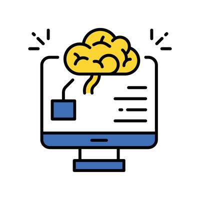 Brain computer interfaces filled outline icon. EPS 10 file