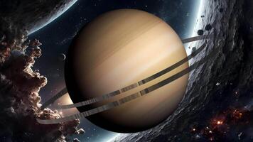 Saturn planet animation background video