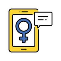 Female App filled outline icon. EPS 10 file vector