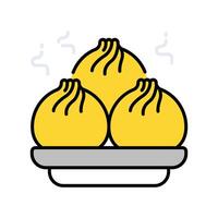 Dumpling filled outline icon. EPS 10 file vector