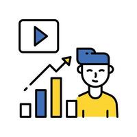 Subscriber growth filled outline icon. EPS 10 file vector