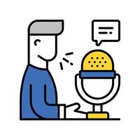Podcaster filled outline icon. EPS 10 file vector