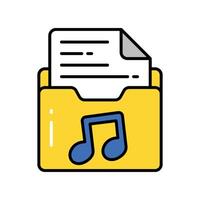 Music Folder filled outline icon. EPS 10 file vector