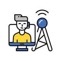 Broadcasting filled outline icon. EPS 10 file vector