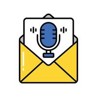 Podcast Mail filled outline icon. EPS 10 file vector
