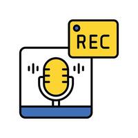 Recording filled outline icon. EPS 10 file vector