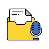 Podcast Folder filled outline icon. EPS 10 file vector