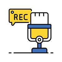 Rec Podcast filled outline icon. EPS 10 file vector