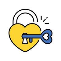 Heart lock filled outline icon. EPS 10 file, vector