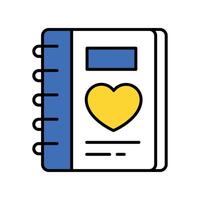 Love Diary filled outline icon. EPS 10 file vector