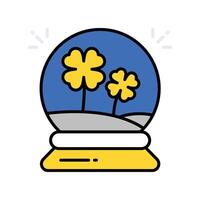 Clover Globe filled outline icon. EPS 10 file vector