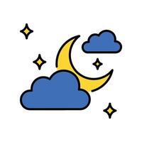 Cloudy Night filled outline icon. EPS 10 file vector