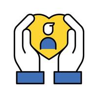 Caring filled outline icon. EPS 10 file vector