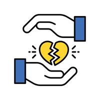 broken heart filled outline icon. EPS. 10 file vector