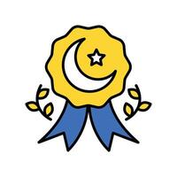 Crescent Moon Badge filled outline icon. EPS 10 file vector
