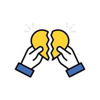 Heartbroken filled outline icon. EPS 10 file vector