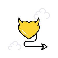 Devil Heart filled outline icon. EPS 10 file vector