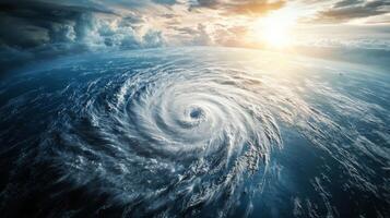 High-resolution satellite view of a massive hurricane over the Atlantic Ocean. View from space photo
