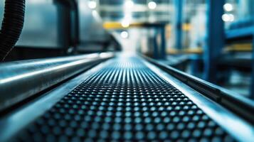 Industrial conveyor belt in modern manufacturing facility. Conveyor Belt on a Modern Factory photo