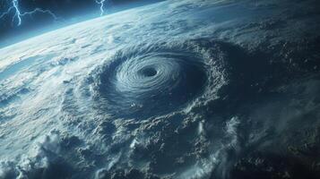 Massive tornado over Earth seen from space, dramatic satellite view. View from space photo