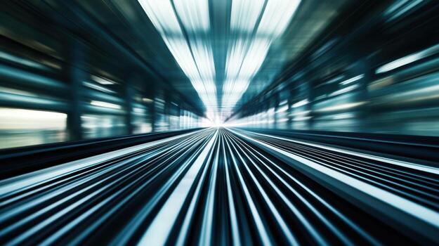 Dynamic speed and motion in futuristic urban environment. Conveyor Belt on a Modern Factory photo