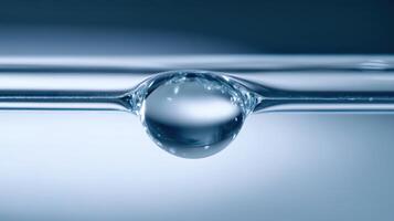 Macro close-up of a water droplet on glass surface photo