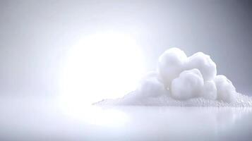 Soft white foam formation on a reflective surface with a bright light background, creating a serene atmosphere photo