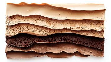 Layers of chocolate and cream textures showcasing various shades and patterns, ideal for culinary designs photo