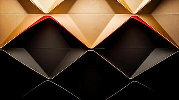 Abstract geometric shapes in warm tones create a striking visual effect against a dark background photo
