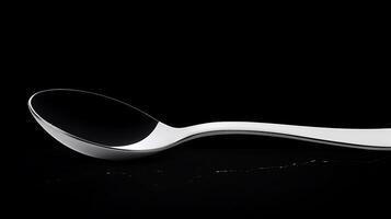 Sleek silver spoon resting on a dark surface, highlighting its reflective qualities and design photo