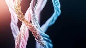 Close-up of intertwined colorful wires against a dark background, showcasing texture and depth photo