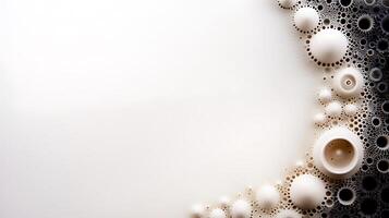 Close-up of creamy bubbles forming in a white liquid, creating abstract patterns and textures photo