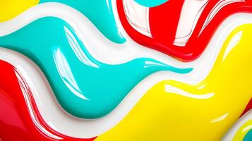 Vibrant swirls of colorful paint create an abstract design with glossy texture and fluid movement photo