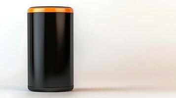 Sleek black and orange cylindrical container against a minimalistic background, ideal for modern design photo